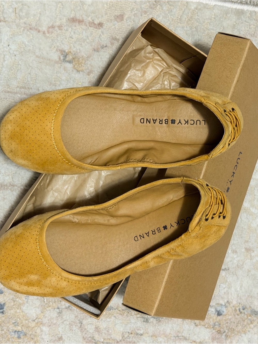 Lucky Brand Yellow Suede Ballet Flats